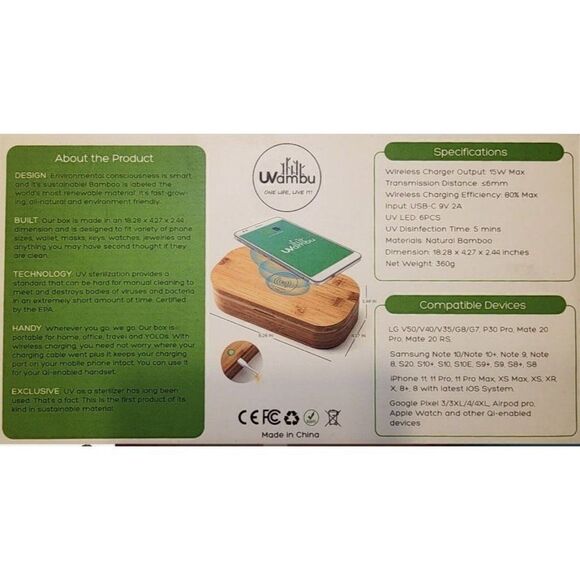 New! UV Sanitizing Box & Wireless Charger Phone, watch, mask & more by Wambu - Picture 2 of 4